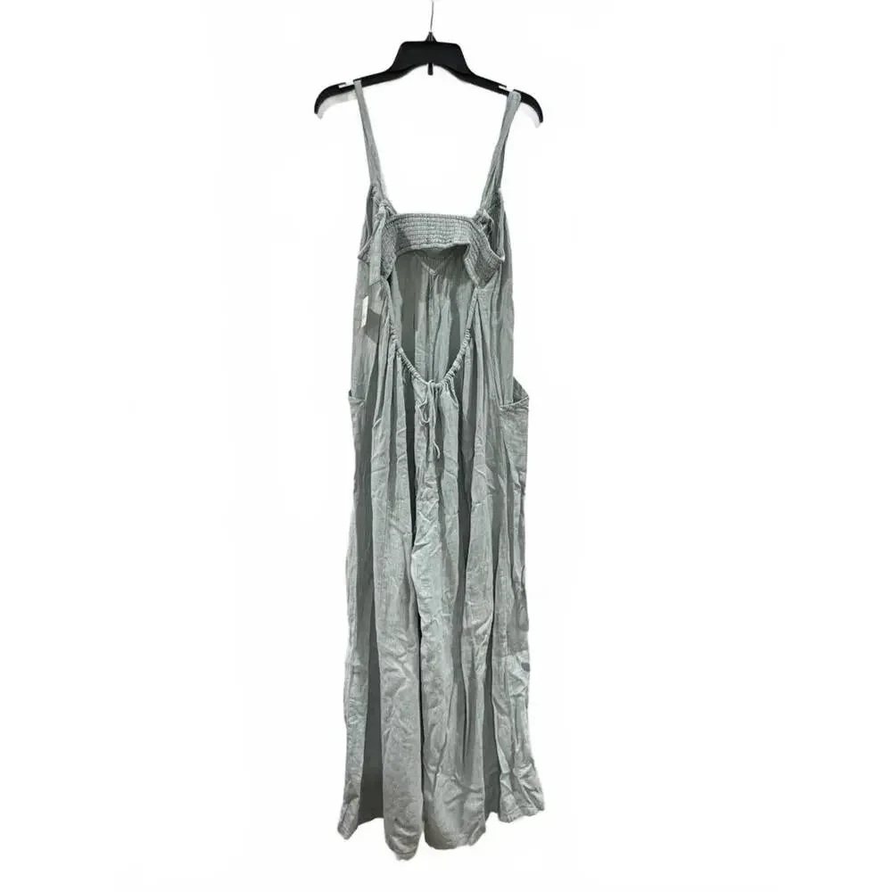 NWT Free People Drifting Dreams Sea Mist Blue Linen Jumpsuit- Size Small - Picture 4 of 9